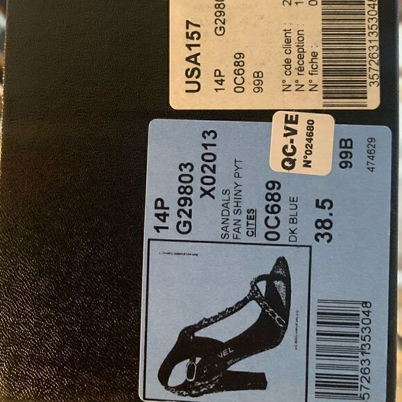 CHANEL Blue Python Heels Chainlink Detail/CC Logo |size: EU 38.5| - Picture 6 of 6